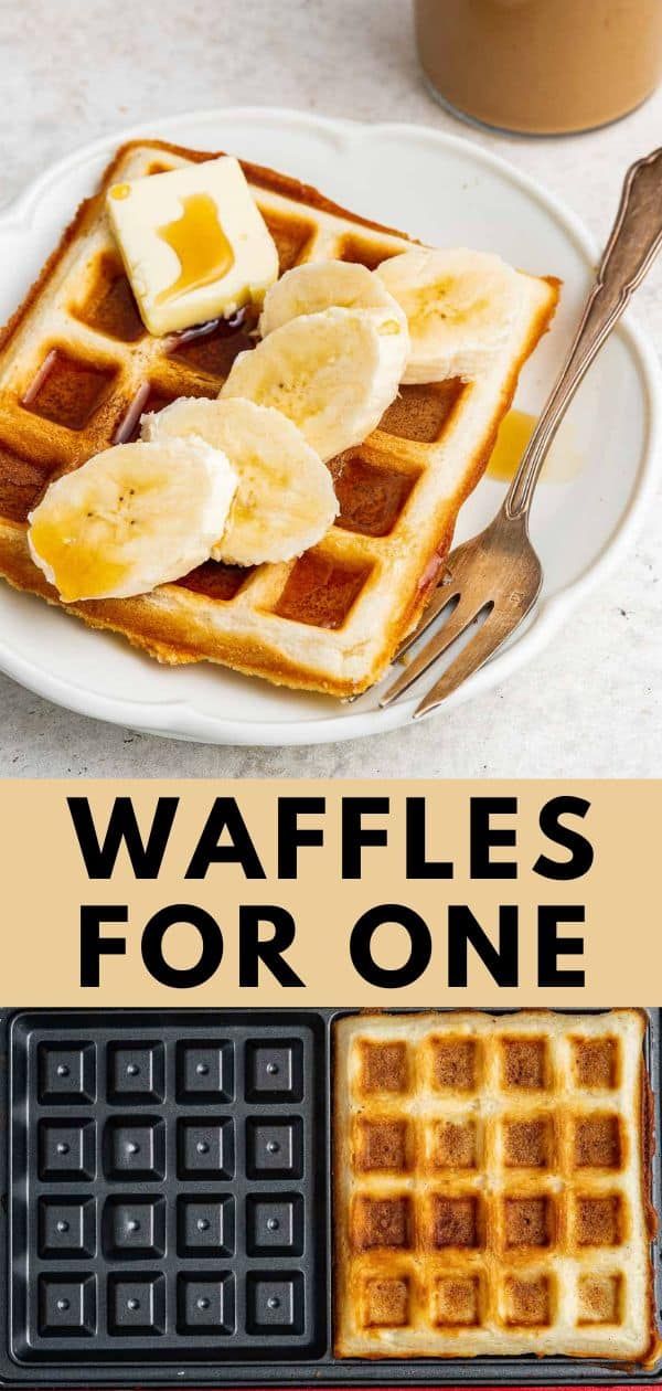 waffles for one with bananas and syrup on top