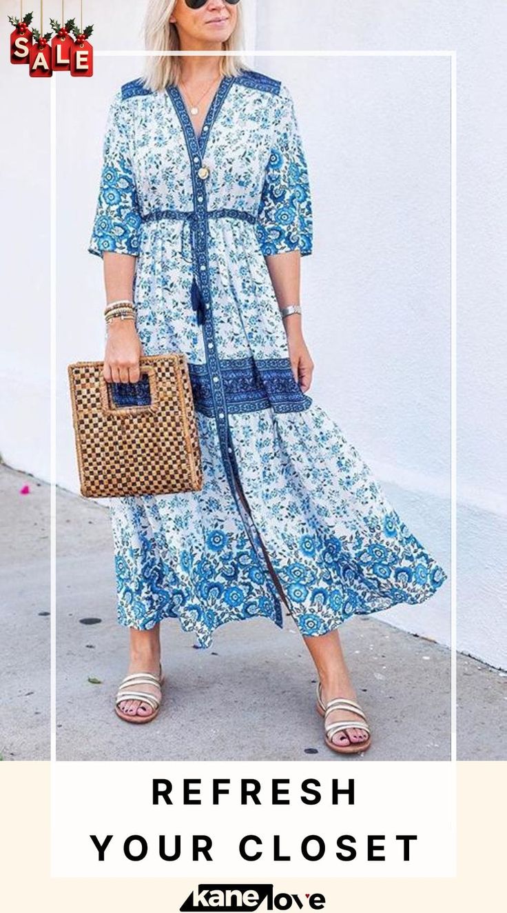 Floral Print Button Maxi Dress Outfits Early Fall, Winter Dresses For Women, Drawstring Coat, Button Maxi Dress, Winter Trends, Dresses By Length, Floor Length Dresses, Dress Size Chart, Long Maxi Dress