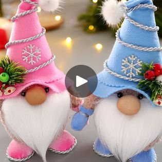 two small gnomes are standing next to each other