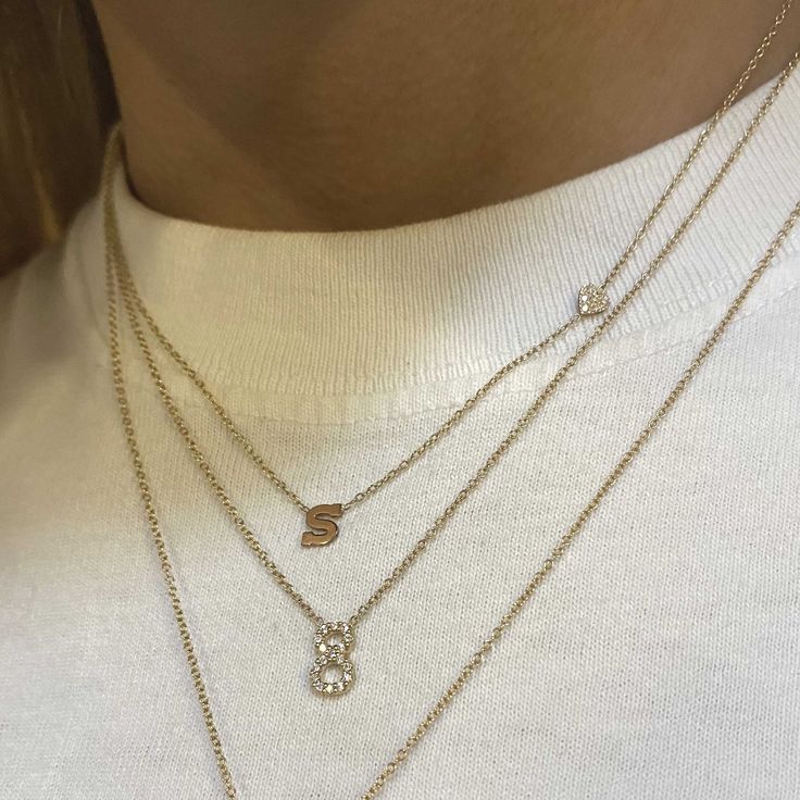 14k gold cable chain necklace with a single block number pendant set with pavé diamonds, "8" pictured SPECIFICS • 14k tiny cable chain adjustable at 14-15-16"• number is approx. 8mm tall• white diamonds approx. .09 ctw (ctw varies by number) Luxury Initial Pendant Necklace With Cable Chain, Diamond Initial Pendant Necklace On Cable Chain, Luxury Initial Pendant Necklace With Delicate Chain, Fine Jewelry Initial Pendant Necklace With Cable Chain, Fine Jewelry Initial Necklace With Cable Chain, 16 Number, Initial Letter Necklace, Zoe Chicco, Number Necklace