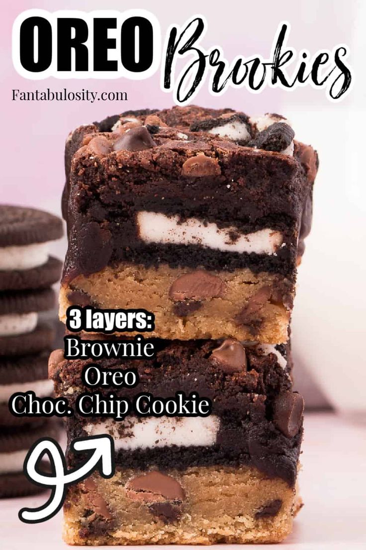 oreo brownies stacked on top of each other