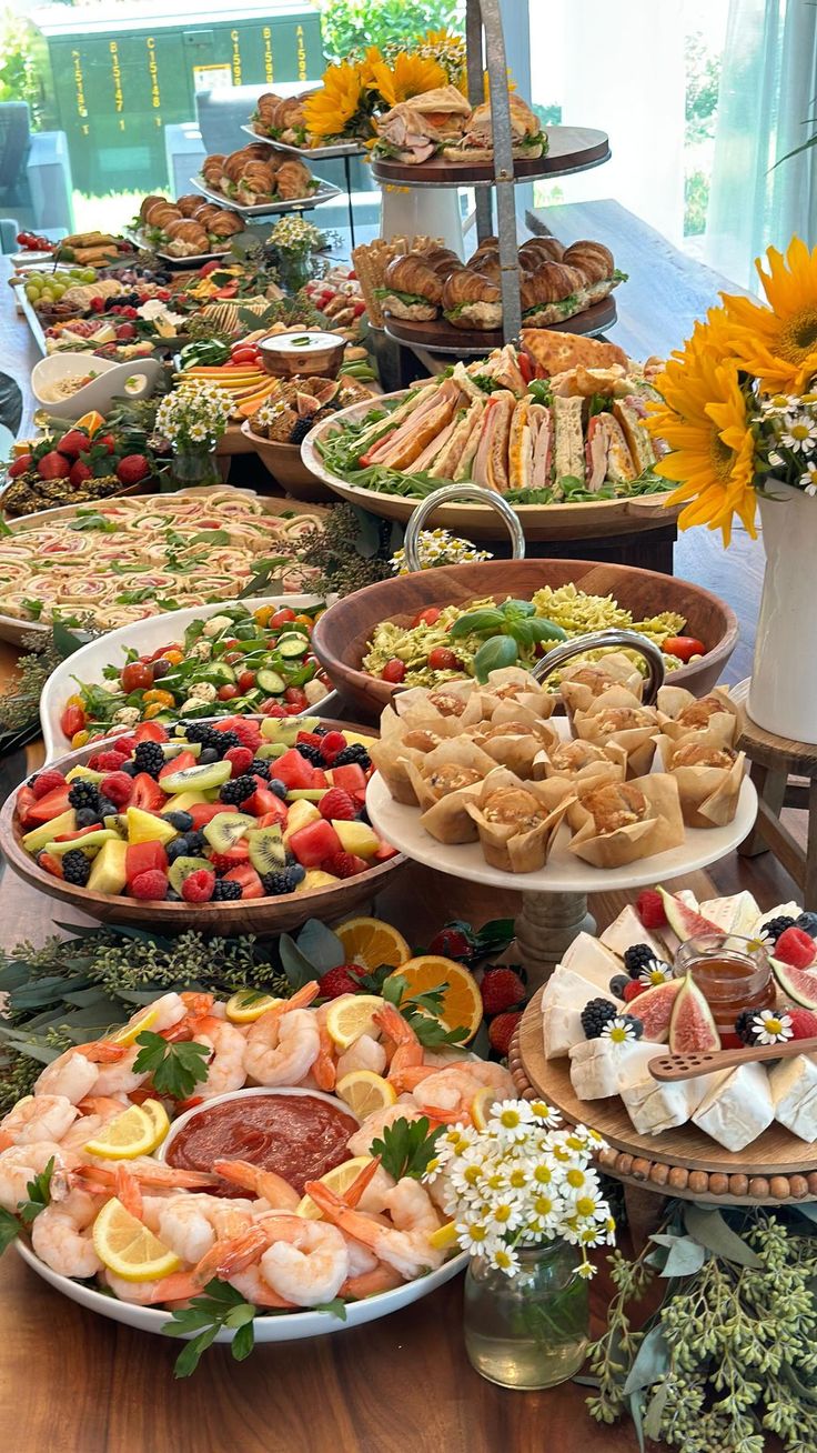 a table filled with lots of different types of food