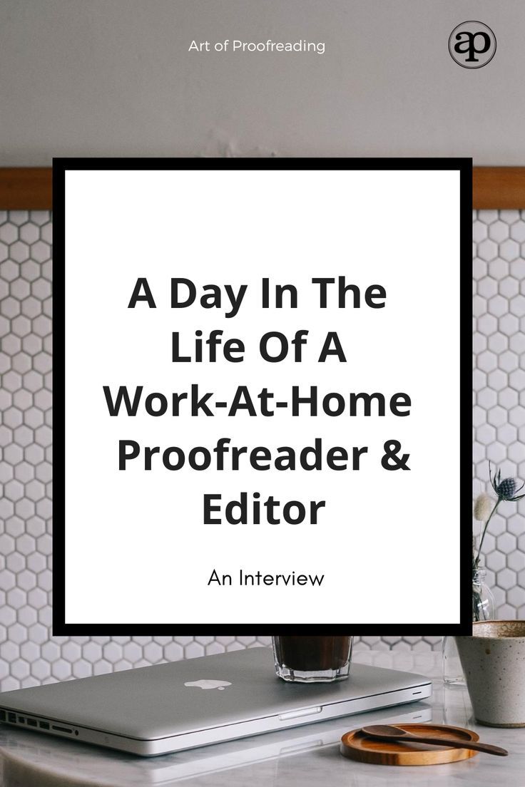 a laptop computer sitting on top of a desk next to a cup and pen with the words, a day in the life of a work - at - home profreader & editor