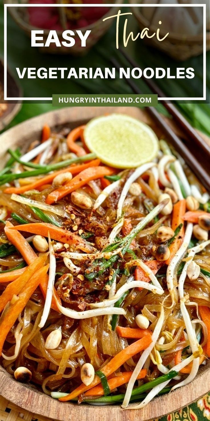 Learn how to make a healthy vegetable pad Thai with this easy recipe! Featuring rice noodles, tofu, and colorful veggies, this dish is tossed in a rich pad Thai sauce for bold flavors. Perfect for dinner, it’s an authentic and simple way to enjoy Thai noodles without meat while keeping the dish satisfying and hearty. Thai Noodle Recipes, Thai Vegetables, Pad Thai Salad, Pad Thai Recipe Authentic, Vegetable Pad Thai, Vegetarian Pad Thai, Vegetarian Thai Recipes, Thai Recipes Authentic, Vegetarian Noodles