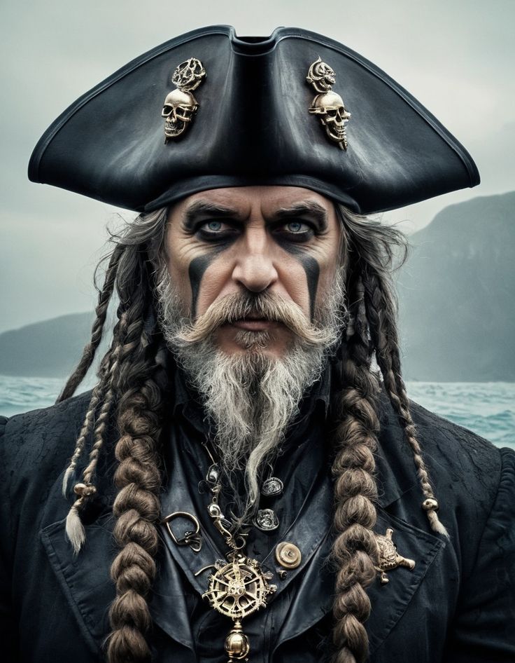 a man with long braids wearing a pirate hat