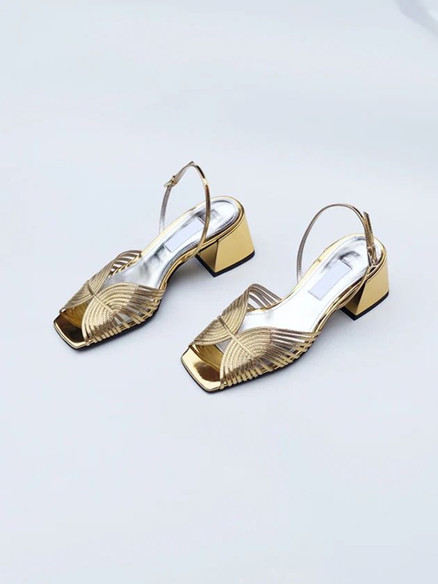 pre-order: 70s slingback gold high shine �– Suzanne Rae Gold Leather Slingback Pumps With Sculpted Heel, Gold Slingback Sandals With Sculpted Heel For Party, Gold Slingback Sandals With Sculpted Heel, Gold Leather Slingback Sandals With Block Heel, Luxury Gold Slingback Pumps With Padded Heel, Elegant Sandals With Gold Buckle For Summer, Elegant Summer Sandals With Gold Buckle, Gold Slingback Sandals For Evening With Padded Heel, Gold Ankle Strap Slingback Pumps For Summer