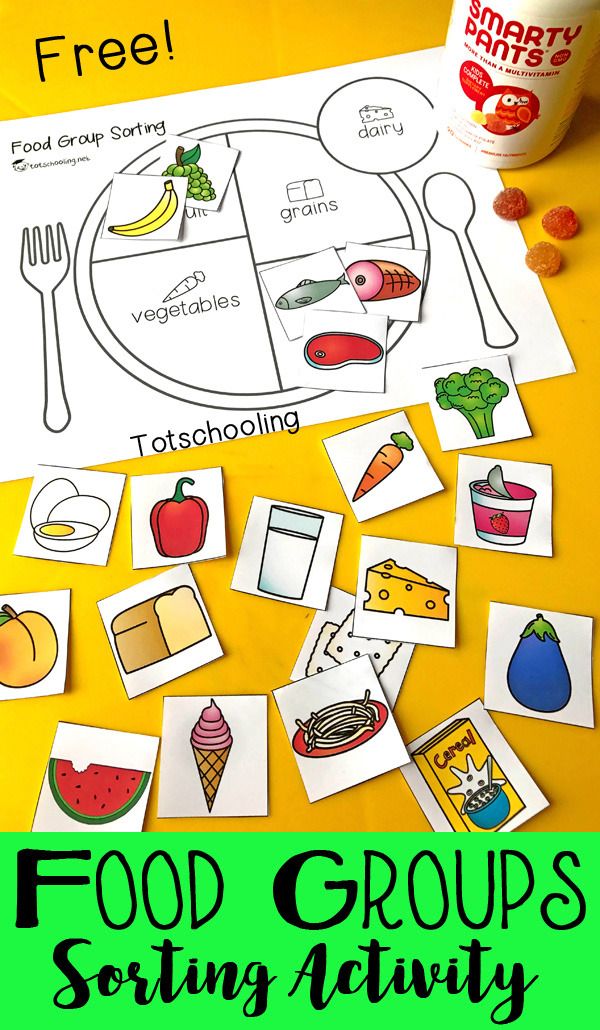 food groups sorting activity for kids