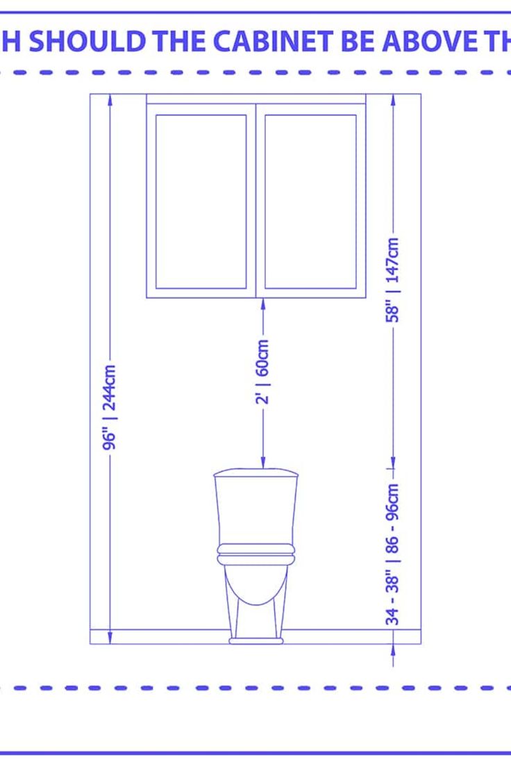 a toilet with the measurements for it