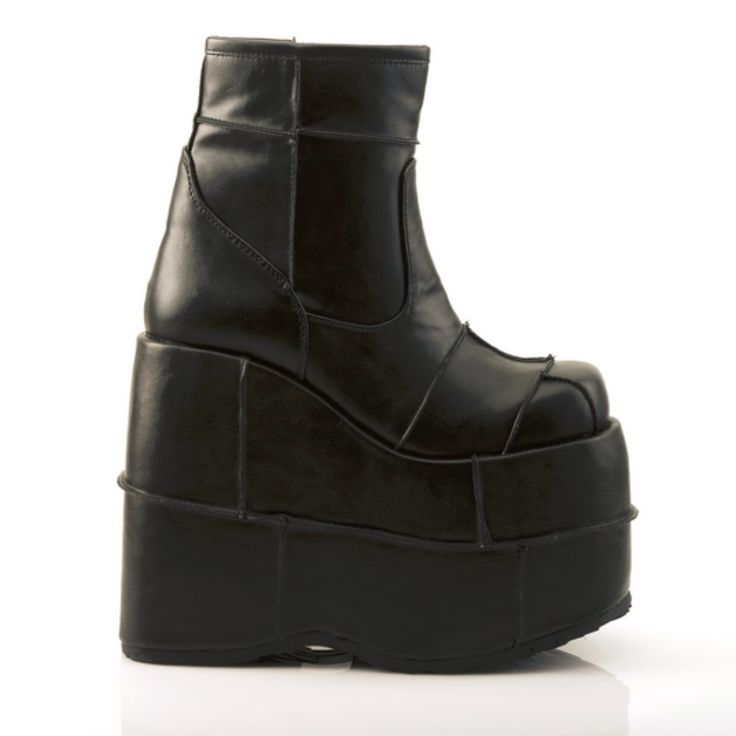 Amazing Black Vegan Leather Patchwork Platform Ankle Boots! These Are Us Men's Sizing, Subtract Two Sizes To Get The Women's Sizing. Great Height, Super Comfortable! Sta201/Bvl. Platform Shoes Boots, Demonia Boots, Leather Platform Boots, Alternative Shoes, Demonia Shoes, Festival Shoes, Punk Boots, Pleaser Shoes, High Ankle Boots