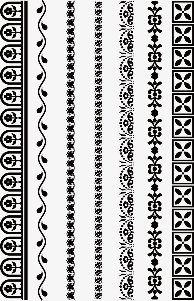 some black and white designs on a white background, each with different lines in the middle