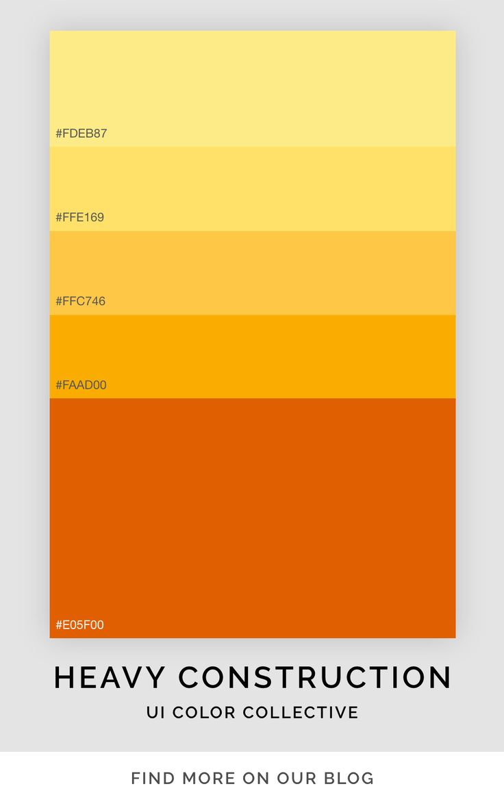 an orange and yellow color scheme with the words heavy construction on it