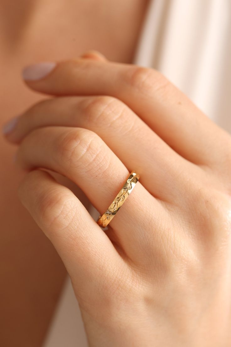 We carefully design these jewels that you will wear as a symbol of the eternity of your love. 🔻14K Gold Wedding Band will help you to step forward 🔻Simple Promise Rings will bring luck to your new family! 🔻14K Solid Gold Ring will connect lovers forever! 🔶 The listing was made for 1 ring. 🔶 MATERIAL ➔Gold - Silver 🔶 PACKAGING It is packaged in boxes specially created for jewellery, in such a way that it will not be damaged. The boxes are stylish and simple. 🔶DELIVERY We ship to all countries with free shipping. We deliver the products to the cargo company in 1-2 business days. ➔ USA:5-7 Business Day ➔ UK: 4-6 Business Days ➔ EUROPE:3-5 Bussines Day 🔶 RETURNS: please contact us for returns. We will make you feel good. 🔶NOTE 1. Please contact us for any special request or customizat Fine Jewelry Engraved Ring With Decorative Band, 14k Gold Ring With Decorative Band, Yellow Gold Engraved Promise Ring, Tarnish Resistant, Luxury Engraved Promise Ring With Decorative Band, Tarnish Resistant Engraved Yellow Gold Promise Ring, Tarnish-resistant Yellow Gold Engraved Promise Ring, 14k Gold Engraved Ring With Decorative Band For Anniversary, Fine Jewelry Engraved Open Ring With Diamond Cut, 14k Gold Diamond Cut Engraved Ring