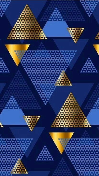 an abstract blue and gold background with triangles