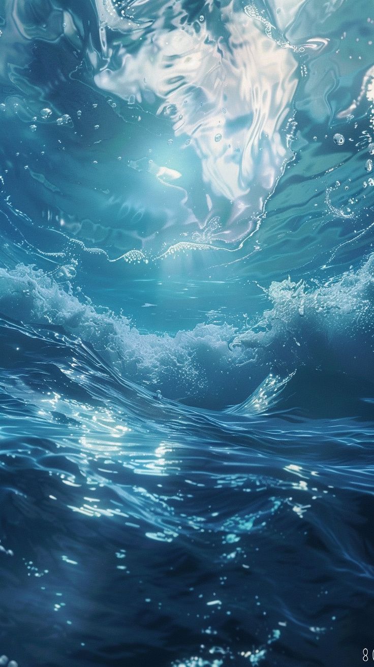 Photorealistic Underwater Waves Panorama Wave Underwater, Underwater Scenery, Underwater Background, Aesthetic Scenery, Inspirational Digital Art, Ocean Underwater, Waves Photography, Last Breath, Dragon Quest