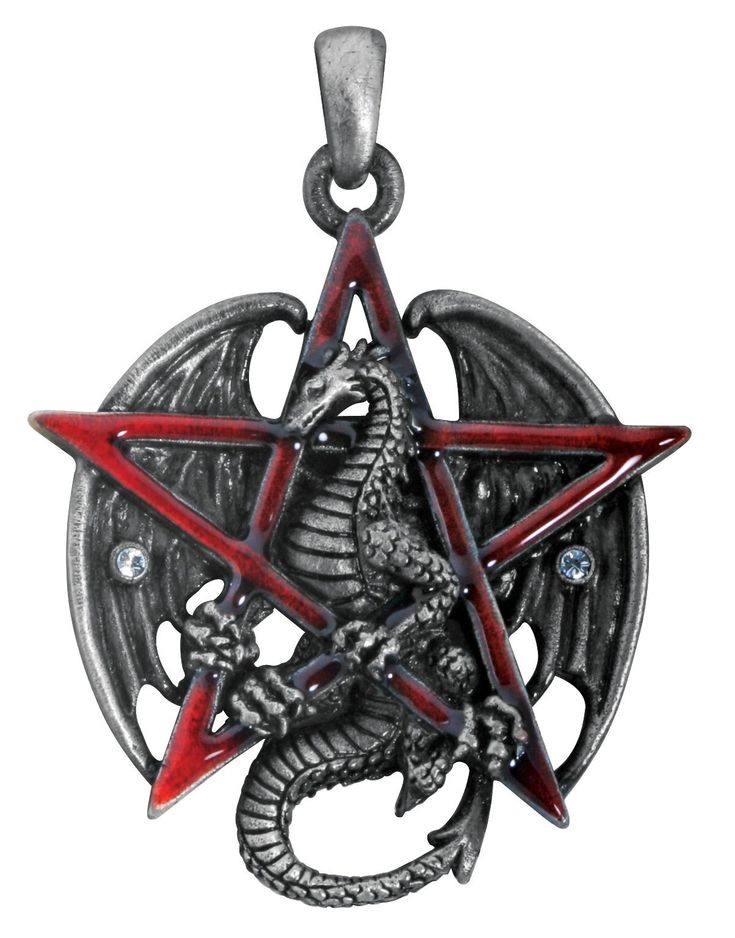 PRICES MAY VARY. Measures: W: 1.521" X L: 1.634" Made of Lead Free Pewter A YTC Summit Original Design A dragon with sparkling gem wings is featured within a five pointed star in this fantasy pentagram pendant. Red Pentagram, Pentacle Jewelry, Pentagram Jewelry, Star Dragon, Pentagram Necklace, Pentagram Pendant, Talisman Jewelry, Wiccan Jewelry, Red Pendants