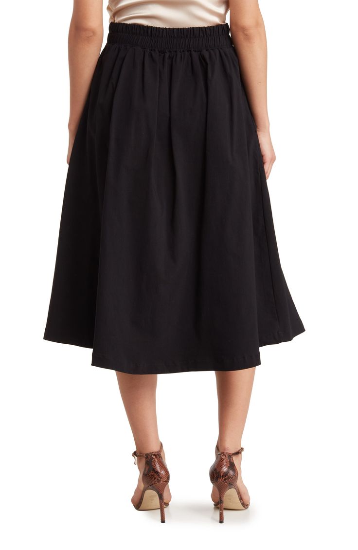 Every smart wardrobe needs this versatile midi skirt that takes you from desk to dinner with ease. 30" length (size Small) 76% rayon, 21% nylon, 3% spandex Machine wash, line dry Made in the USA Model stats: 5'10" height, 32" bust, 25" waist, 36" hip. Model is wearing size Small. Smart Wardrobe, Festival Must Haves, Prom Shopping, Mario Valentino, Valentino Shoes, Fragrance Design, Pleated Midi Skirt, Black Fits, The Chic