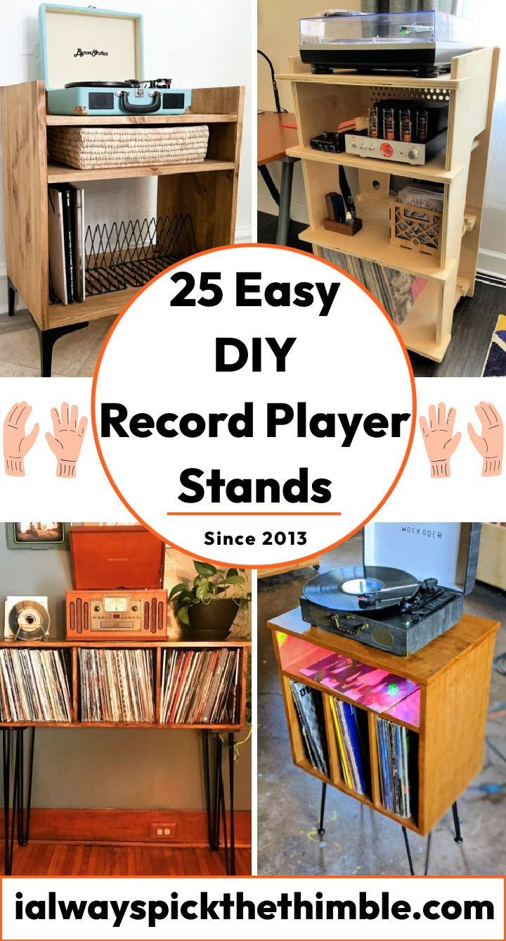 the 25 easy diy record player stands that are great for storing records and cds