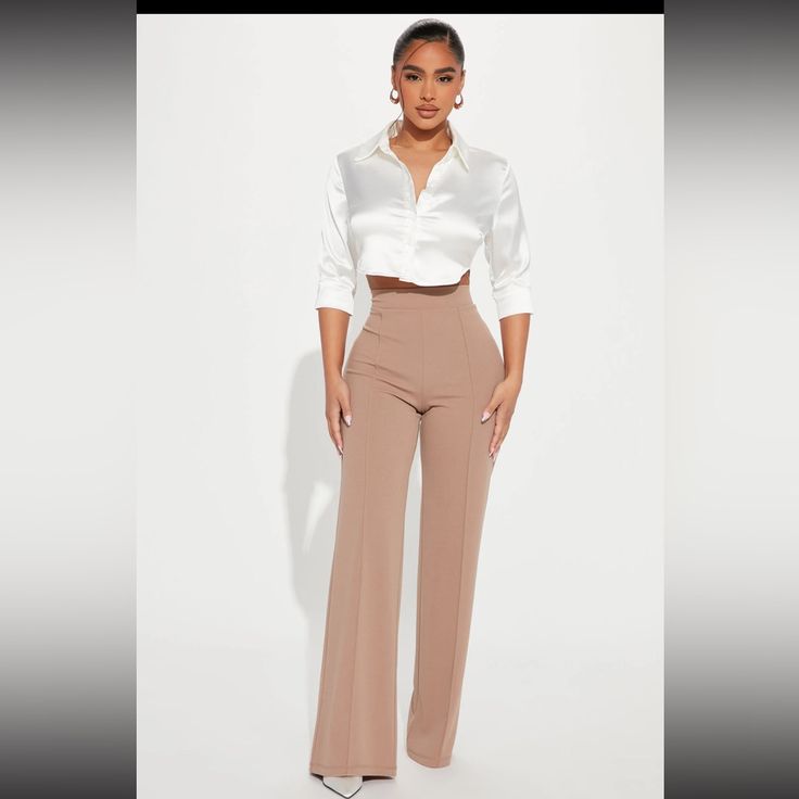 Fashion Nova Brand. Brand New! Never Used Before. Selling Because Order Multiple Sizes. Fit Properly Just As The Picture. Really Good Quality. Xs Fitted On Me 100 Pounds And My Sister 155 Pounds. Dress Like A Business Woman, Fashion Nova Office Wear, Gender Neutral Professional Attire, Pants For Inverted Triangle Shape, Wide Leg Khaki Pants Outfit Work, Black Business Casual Outfits For Women, Tall Women Fashion 6 Foot, Modest Fashion Pants, Office Attire Women Plus Size