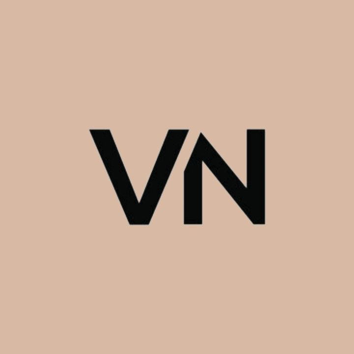 the letter vn is made up of black letters on a light brown background,