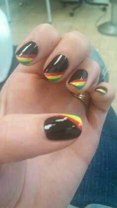 Reggae Jamaican Vacation Nails, Jamaica Flag Nails, Rasta Color Nails, Jamaican Flag Nails, Rasta Nail Designs Reggae, Kwanzaa Nail Designs, Jamaican Inspired Nails, Rasta Nails Design, Nails For Jamaica Vacation