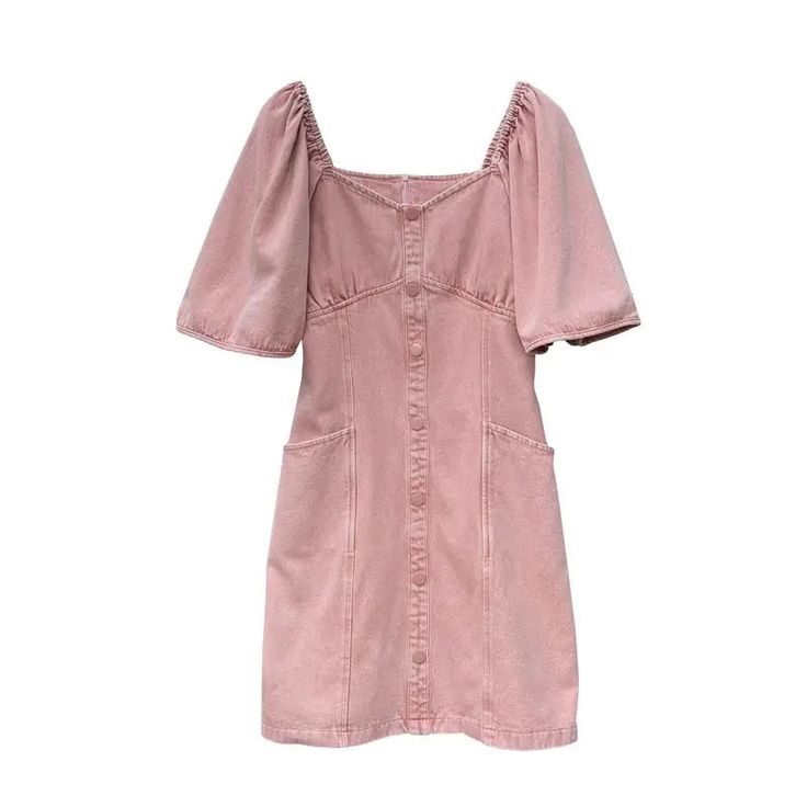 44094516560058|44094516592826|44094516625594|44094516658362 Cute Cotton Puff Sleeve Mini Dress, Cute Pink Puff Sleeve Dress With Square Neck, Pink Cotton Puff Sleeve Dress With Square Neck, Cute Spring Denim Dress With Pockets, Pink Button-up Dress With Pockets, Cotton Puff Sleeve Dress With Button Closure, Trendy Pink Puff Sleeve Mini Dress, Trendy Pink Cotton Mini Dress, Casual Knee-length Puff Sleeve Dress With Buttons