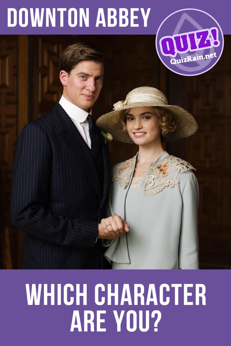 a man in a suit and tie standing next to a woman wearing a hat with the caption which character are you?