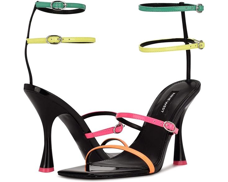 Modern Strap Heels For Party, Modern Strappy Heels For Party, Retro Multicolor Open Toe Heels, Multicolor 4-inch Heels For Evening, Multicolor Pointed Toe Sandals With 4-inch Heel, Trendy Yellow Heels With 4-inch Heel, Multicolor Open Toe T-strap Sandals, 2000s Movies Aesthetic, Strappy Sandals