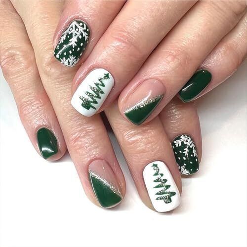 Return Policy Fast Delivery Trusted seller Dark Green Press on Nails Short Square - Bevel Glitter French Fake Nails with Christmas Tree Snowflake Designs Glue on Nails Christmas Nails Full Cover White Artificial False Nails for Women 24Pcs Product Description 【Christmas Fake Nails Package】A box contains 24 acrylic halloween press on nails, the fake nails are divided into 12 different sizes, it is convenient for you to choose the fake nails that suit your nail.You can safely choose a fake nail that fits your finger size and DIY your desired nail shape. 【High-Quality Material】Our reusable christmas press on nails are made of high-quality ABS material. no irritating smell, higher gloss, not easy to break, and will not harm the human body or nails, and can be used with confidence. 【Has Many Us Nail Xmas, Santa Nails, Nails Short Square, Festive Manicure, Christmas Gel, Nails Press, Nails Set, Gray Nails, Nails Christmas