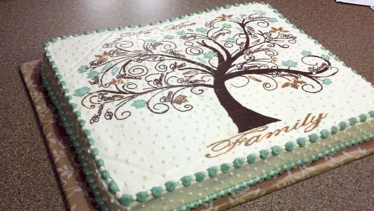 a cake with a family tree on it