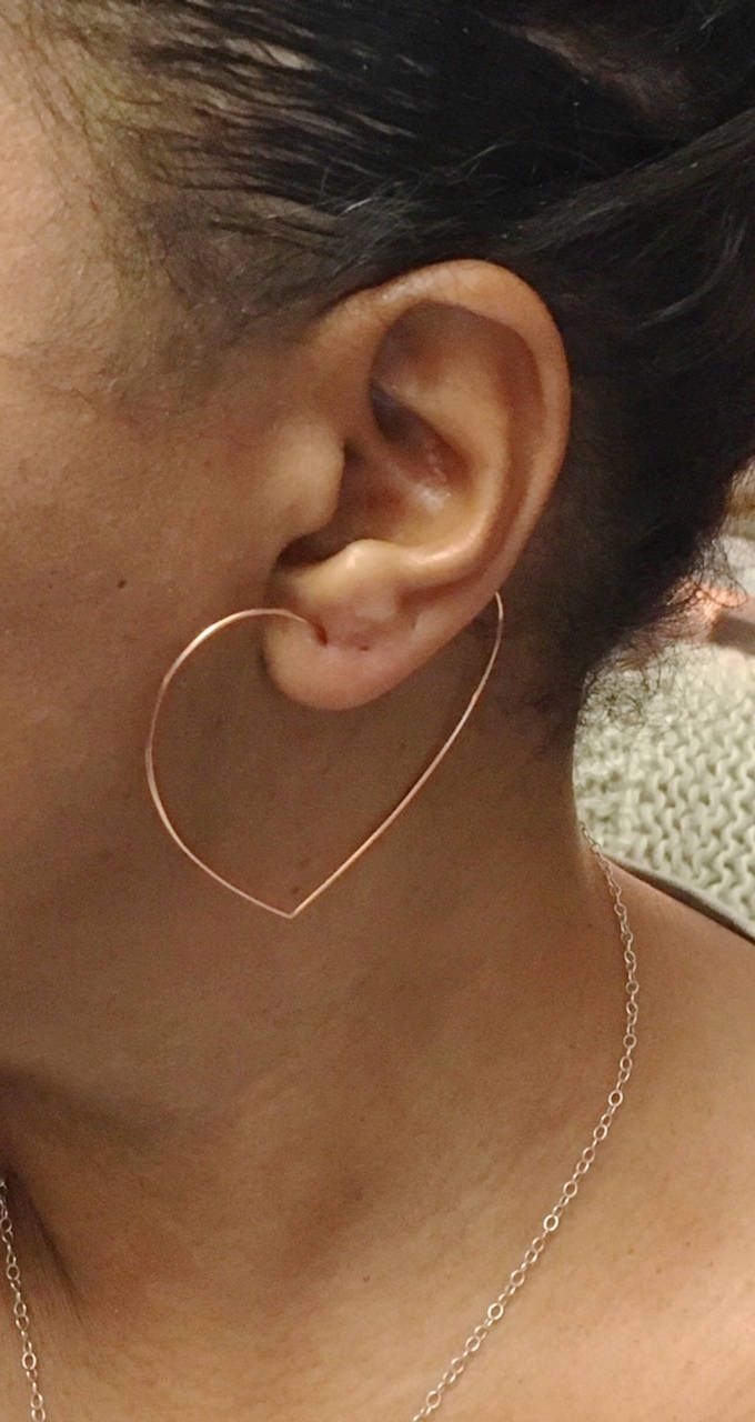 14k Rose Gold Filled XLarge heart hoop earrings. These hoops measure about 2.5 inches wide and are made per order. Made with one piece of wire, I use pliers to bend the wire into the desired shape. Rubber ear backs will come with each pair. ◊◊ Please review my policies: http://etsy.com/shop/azizajewelry/policy ◊◊ Follow Aziza Jewelry on Instagram: http://instagram.com/azizajewelry Discounts?Join my mailing list: http://eepurl.com/gLcTn Join my mailing list to keep up with shop updates: http://bi Cheap Rose Gold Hoop Earrings, Cheap Elegant Open Heart Hoop Earrings, Cute Adjustable Hoop Earrings On A Budget, Cheap Hoop Heart Earrings, Cheap Heart-shaped Hoop Earrings With Ear Wire, Cheap Heart-shaped Hoop Earrings, Cheap Pink Hoop Earrings For Valentine's Day, Cheap Hoop Earrings For Women For Valentine's Day, Chic Cheap Hoop Earrings With Ear Wire