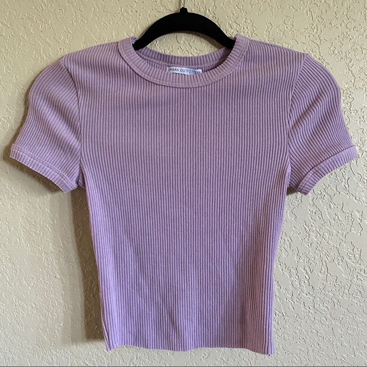 Nwt Urban Outfitters Ribbed Baby Tee. Shrunken Slim Fit. Sleeves Also Fit Slightly Snug But Overall Stretchy. Light Purple Tops, Urban Outfitters Crew Neck Tops For Spring, Basic Fitted Tops By Urban Outfitters, Fitted Basic Purple Top, Urban Outfitters Short Sleeve Tops For Spring, Spring Crew Neck Tops From Urban Outfitters, Basic Fitted Tops From Urban Outfitters, Urban Outfitters Tops For Spring, Urban Outfitters Solid Tops For Spring