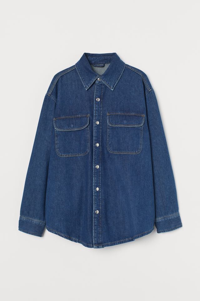 Fw 2022, Embroidered Denim Shirt, Oversized Denim Shirt, Blue Denim Shirt, Blue Denim Pants, Loose Fit Shirts, Perfect Denim, Denim Ideas, Ideal Wardrobe