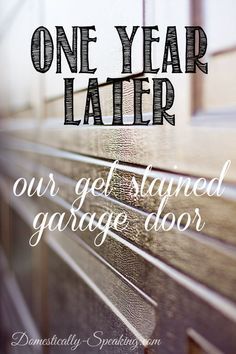 an advertisement for the garage door that says, one year later