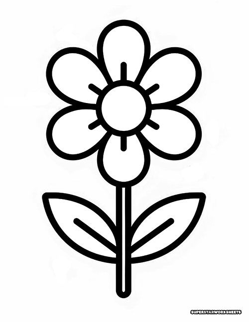 Flower coloring pages for kids and adults. Simple, pretty flowers for kids to color in. Featuring daisy, rose, tulips, daffodil, hydrangea, and more. Perfect PDF  flower coloring sheets you can download and print. Flower Art Pattern, Flower Print Out, Coloring Pages For Kids Easy, Coloring Book Flowers, Flower For Coloring, Flowers Drawing For Kids, Flower Worksheet, Flowers Colouring Pages, Cute Flower Coloring Pages