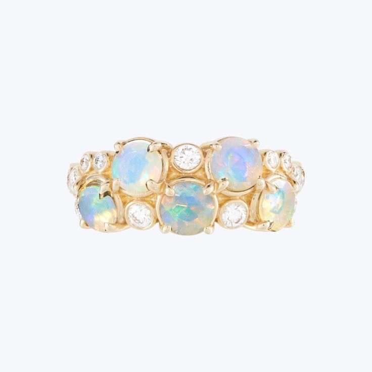 Faceted Gemstone Ring – abc carpet & home Opal And Moonstone Multi-stone Fine Jewelry Ring, Fine Jewelry Opal And Moonstone Multi-stone Ring, Heirloom Multi-stone Opal Diamond Ring, Heirloom Multi-stone Diamond Opal Ring, Fine Jewelry Multi-stone Round Cut Opal Ring, Opal Rings With Gemstone Accents, Luxury Opal Rings With Gemstone Accents, Fine Jewelry Opal Ring With Multi-stone Round Cut, Fine Jewelry Opal Ring With Round Stone