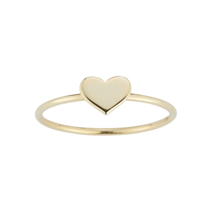 Worn by itself or with other rings, this 14k gold heart stackable ring by LUMINOR GOLD is a lovely addition to your everyday style. Worn by itself or with other rings, this 14k gold heart stackable ring by LUMINOR GOLD is a lovely addition to your everyday style. Metal: 14k gold Packaging: velvety pouch Plating: 14k gold Width: 1 mm Finish: polished Please note, due to the high value of this item, a signature may be required upon delivery. Size: 7. Color: Yellow. Gender: female. Age Group: adult Yellow Gold Stackable Heart Cut Rings For Valentine's Day, Sterling Silver Yellow Gold Heart Ring, Stackable, Heart-shaped Yellow Gold Midi Rings For Valentine's Day, Gold Heart-shaped Stackable Rings For Valentine's Day, Yellow Gold Heart-shaped Signet Ring For Valentine's Day, Gold Packaging, Stackable Ring, Gold Heart, Heart Of Gold