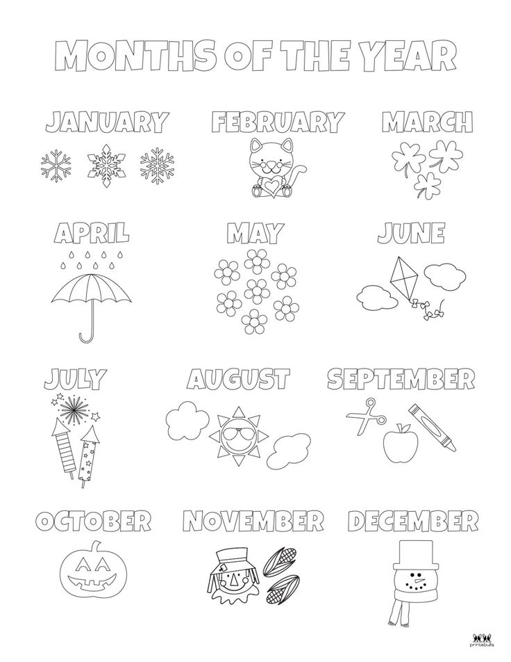 months of the year coloring pages for kids to print out and color with their own pictures