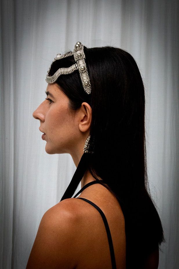 Khutulun Head Band It is bold, regal and powerful. Slip it on to transform any outfit into a head turner. Carefully crafted by hand, each beautiful bead is threaded using a blend of ultra strong thread and wire. The velvet lined head band will sit comfortably for hours. Khutulun Cuff is named after Khutulun who was a Mongol noblewoman and wrestler, the most famous daughter of Kaidu, a cousin of Kublai Khan. Known for her military and wrestling skills she accompanied her father on military campai Kublai Khan, Face Drawing Reference, Silver Caps, One Thousand, Pearl Collection, Gold Wash, The Velvet, Head Band, Gold Collection