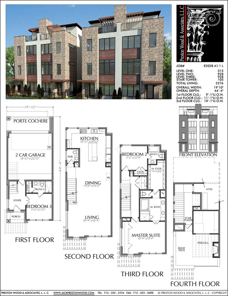 two story townhouse plans with three floors