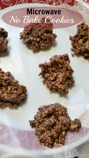 no bake cookies on a plate with the words microwave no bite cookies above it