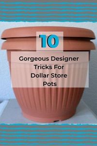 a pot with the words 10 gorgeous designer tricks for dollar store pots