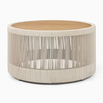 the side table is made out of wood and has an unusual pattern on it's surface