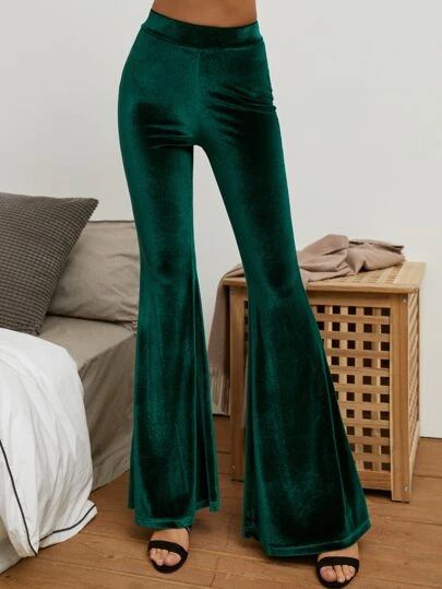 Galaxy Pattern Flare Leg Velvet Pants | SHEIN USA Flare Pants Pattern, Flare Outfit, Miracle Eye, Emerald Velvet, Velvet Flare Pants, Velvet Flares, Flare Leg Pants, Velvet Pants, Women Pants