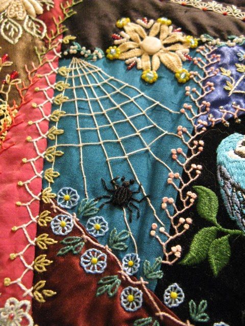 a close up view of an embroidered cloth