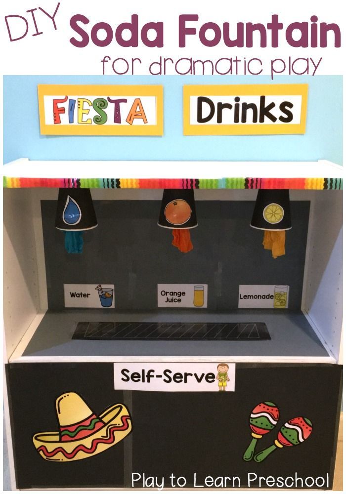 Soda Fountain - Easy how-to guide to make this Drink Machine in your Dramatic Play center. Diy Drink Machine Dramatic Play, Restaurant Dramatic Play Preschool, Restaurant Dramatic Play Kindergarten, Starbucks Dramatic Play Coffee Shop, Dramatic Play Restaurant, Drink Machine, Jamie White, Play To Learn Preschool, Fountain Drink