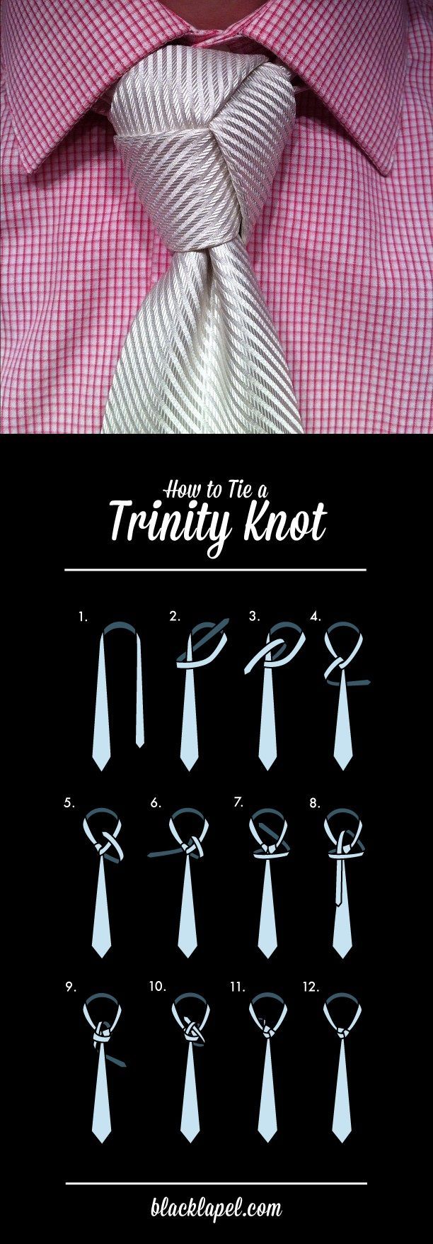 The Trinity Trinity Knot Tie, Simpul Dasi, Tie A Necktie, Neck Tie Knots, Trinity Knot, Sharp Dressed Man, Tie Styles, Men Style Tips, Tie Knots