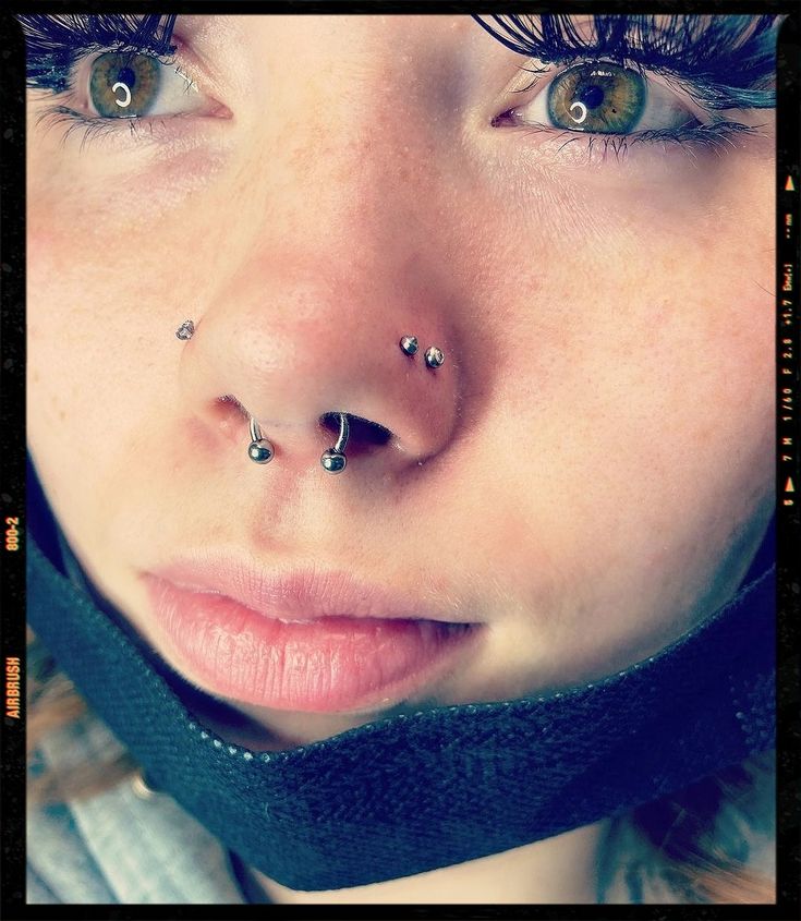 Double Nose Piercing Both Nose Sides Pierced, Nose Piercing Two On One Side, Double Nose Piercing On One Side, Triple Nose Piercing Different Sides, Nose Piercings Double, Double Nose Piercing Different Sides, Double Nose Piercing Same Side, Nose Piercing Ideas, Two Nose Piercings