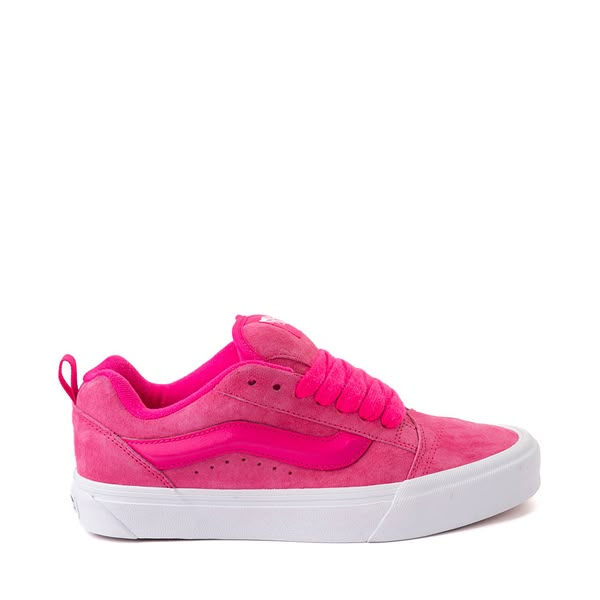 Vans Knu Skool Skate Shoe - Pink Glow | Journeys Pink Vans Shoes, Cheap Cute Shoes, Hot Pink Converse, Mens Vans Shoes, Pretty Sneakers, Backpacks For Men, Vans Outfit, Cute Nike Outfits, Pink Vans