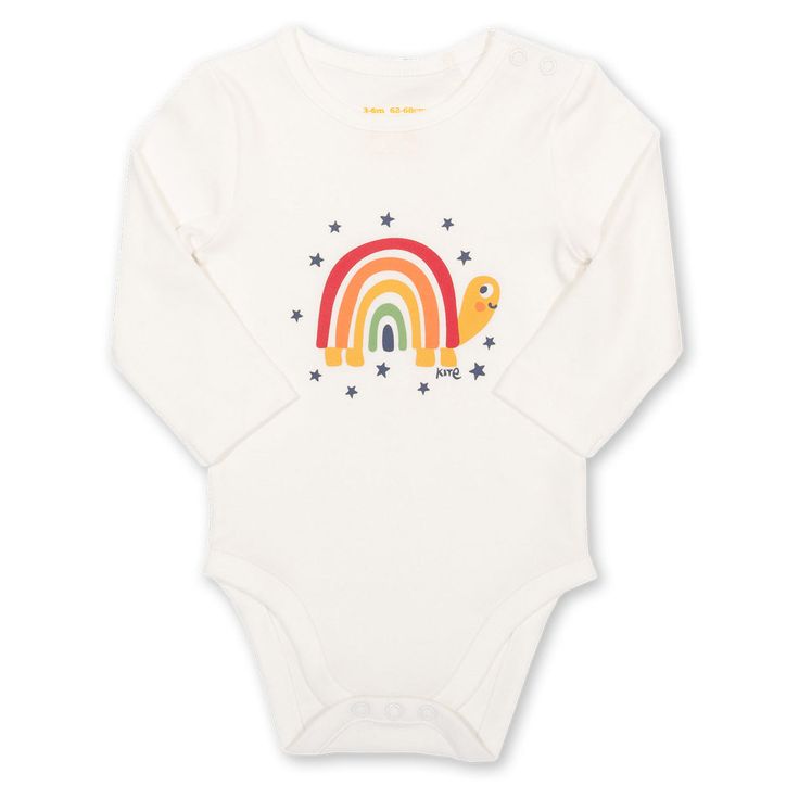 Kite organic Rainbow turtle bodysuit Onesie Design Ideas, Baby Onesie Painting Ideas, Fitted Cotton Bodysuit For Playwear, Cotton Stretch Bodysuit For Playtime, Fitted Organic Cotton Onesie For Playtime, Playful Stretch Onesie For Spring, Fitted Onesie With Cartoon Print For Spring, Stretch Cotton Onesie For Playwear, Stretch Cotton Onesie For Playtime