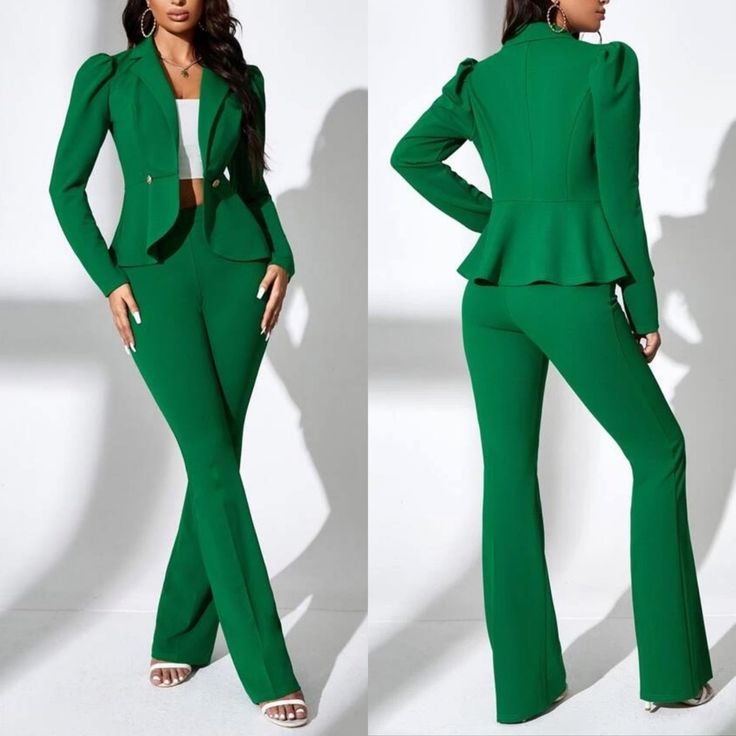 Look Stylish And Professional In This Chic Womens Pants Suit! This Ensemble Features An Open Front Blazer Jacket And Brings Sophistication To Any Outfit. With A Versatile Look That Is Perfect For Both Casual And Formal Occasions, You Will Love Styling The Pieces Of This Suit Together Or Separately. Elevate Your Wardrobe With This Timeless Addition. -Open Front -Womens Pants Suit. Item Takes 4-7 Business Days To Ship. Yellow Two Piece Outfit, Womens Pants Suit, Green Pant Suit, Womens Green Blazer, Mint Pants, Yellow Two Piece, Dress Pant Suit, Lace Blazer, Waterproof Pants